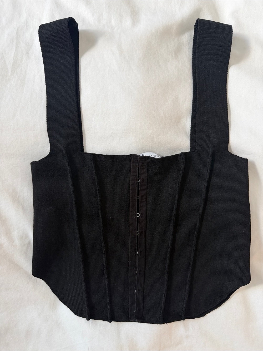 Zara Black Cropped Corset-Style Tank Top